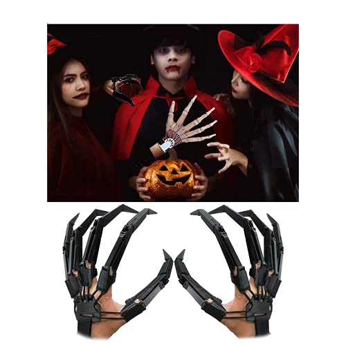 Dedos articulados de Halloween con extensor de garras y guantes de esqueleto 2