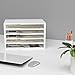LAPTAIN Desktop File Sorter with 4 Adjustable Shelves for Home and Office, Paper Letter Tray Organizer Wall Mount, White