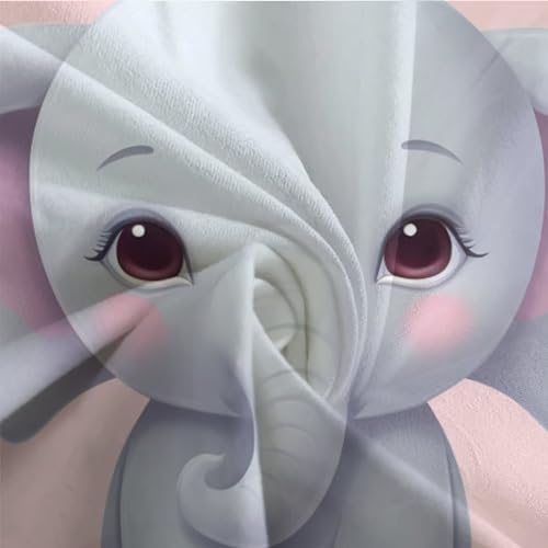 Housse de couette 135x200 cm zip invisible résistant pour lit enfant éléphant rose