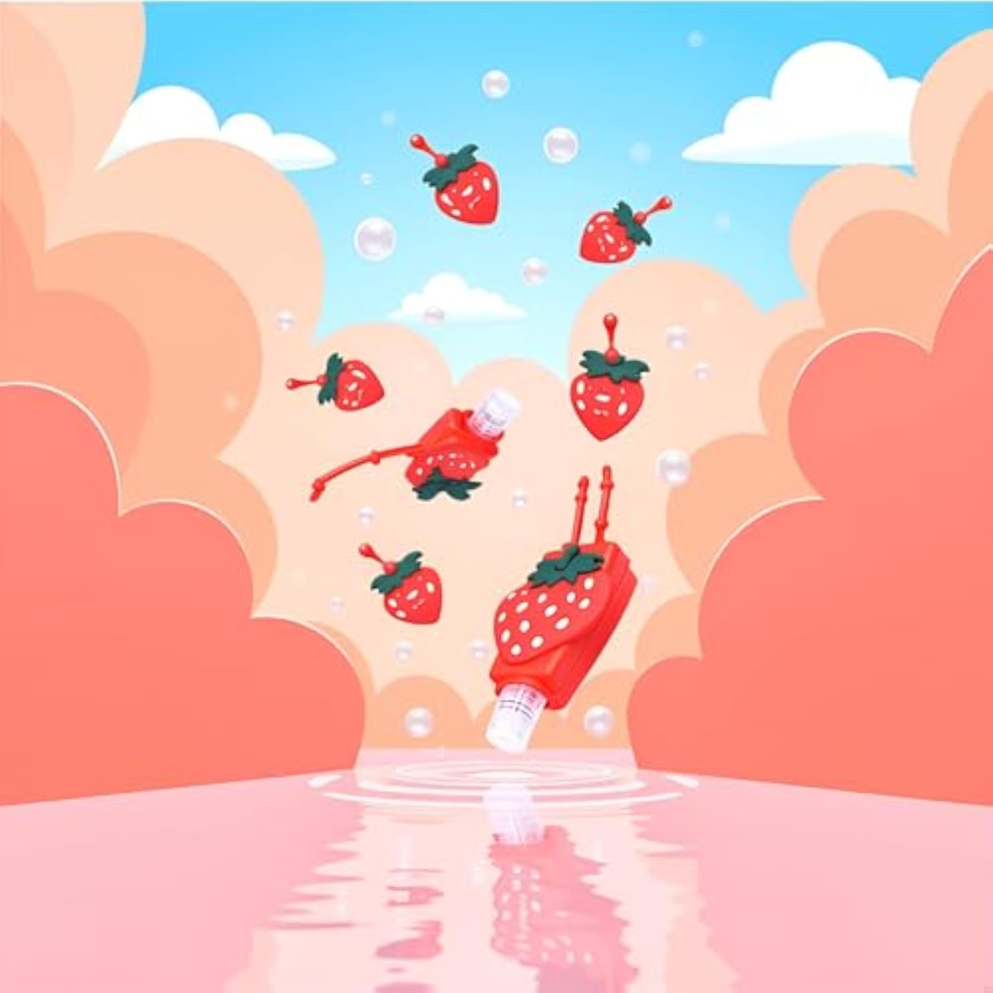Red Strawberry Empty Travel Hand Sanitizer Bottle