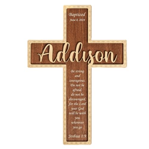 Image of Personalized Baptism Cross wood sign, Wooden sign Baptism gifts for Baby, Baptism Gift Girl /Boy, Christening Gifts Crosses for children, Baptized Cross Sign, Dedication Gift, Christening Gifts - A2