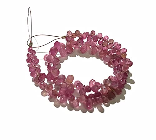 Rubellite naturel perles goutte d'eau, idée cadeau création bijou unique