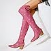 RONILURN Women Rhinestone Over the Knee Cowboy Boots, Sparkly Bling Cowgirl Boots Western Thigh High Boots Pull-On Side Zippers Chunky Heel Pointed Toe Size5-12 For Fashion&Daily