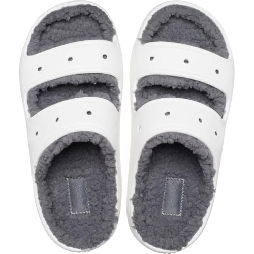 Image of Crocs Unisex-Adult Classic Cozzzy Sandals, Fuzzy Slippers and Slides, White, 11 Men /13 Women