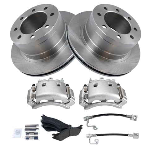 Image of TRQ Rear Brake Pad & Rotor Kit Semi-Metallic Compatible with 2003-2008 Dodge Ram 3500