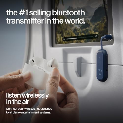 Image of Twelve South AirFly Pro 2 Bluetooth 5.0 Transmitter /Receiver for TV to 2 Wireless Headphones - Wireless Adapter for AirPods, Car, Gym, Home, Use with Any 3.5 mm Audio Jack, Blue