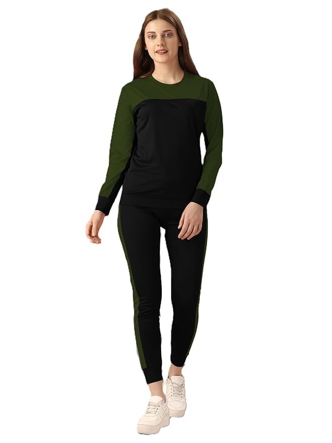 sirgo Women's Lycra Cotton Tracksuit Set with Round Neck Full Sleeve Straight Length Relagur Fit and Drawstring Closure Pant-picture-17