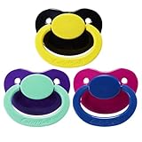 CutiePlusU Erwachsenengröße Schnuller - Großer Saugerschild Farbmix 3 Paci Pack-Grün Blau Gelb