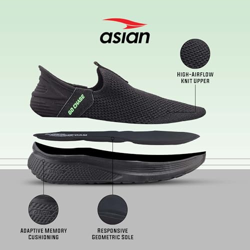 Image of ASIAN Wonderwalk-34 Men's Walking Shoes with Breathable Knit Upper, Ultra-Light EVA Sole, Cushioning Sole & Slip-On Comfort