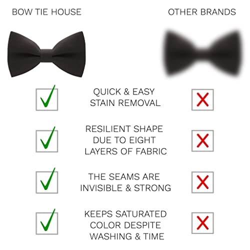 Image of Bow Tie House Mens Bowties Pre-tied Shape Clip on Bowtie Solid Men Formal Wear for kids, baby boys, toddler any age bow ties