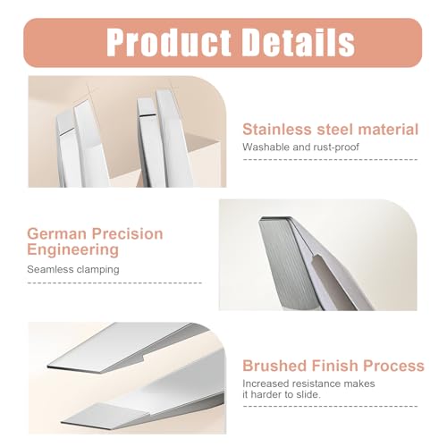 Pinzas Depilar Profesionales – Kit de 4 Pinzas de Precisión para Cejas, Bigote y Pestañas – Pinzas con Mango Antideslizante – Depilación para Hombre y Mujer - imagen 5
