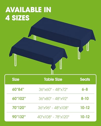 Image of Pureegg Polyester Tablecloth 60 inch x 84 inch Reusable & Washable Navy Blue | Durable, RectangleTable Cloth , for Outdoor Party, Picnic, Wedding, Banquet, Birthday