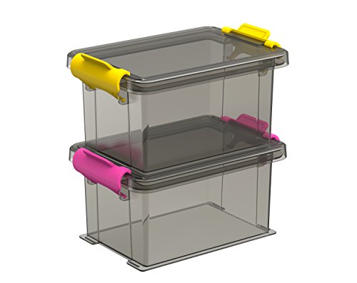 Sundis Funcenter Boîte avec Clip Plastique Fumé 12.7 x 8.5 x 12.9 cm Lot de 2