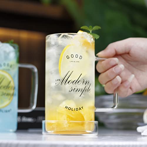 Luxu Premium Large Drinking Glass With Lid(Set Of 1)-19 Oz,Modern Simplicity Glass Coffee Mugs,Wide Mouth Hot Or Cold Beverage Mugs-Big Capacity With Comfortable Handle For Home And Office-Clear #TOP4