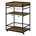 HOMCOM Carro de Cocina Carrito de Servicio Móvil Multiusos con 3 Estantes Bandeja Botellero Soporte Copas y Barra para Comedor 77x44,5x91 cm Madera Rústica