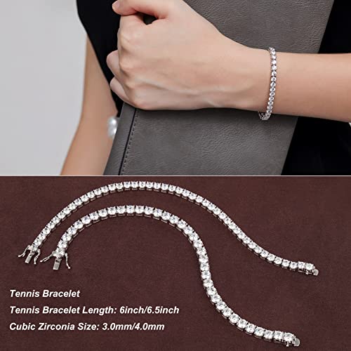 Zowbinbin Tennis Bracelet Women Bracelet Tennis Bracelet 6.0Inch Silver Tennis Bracelet For Women Platinum Plated Sterling Silver Cubic Zirconia Tennis Bracelet,Classic Cz Tennis Bracelet For Men 3Mm #TOP3