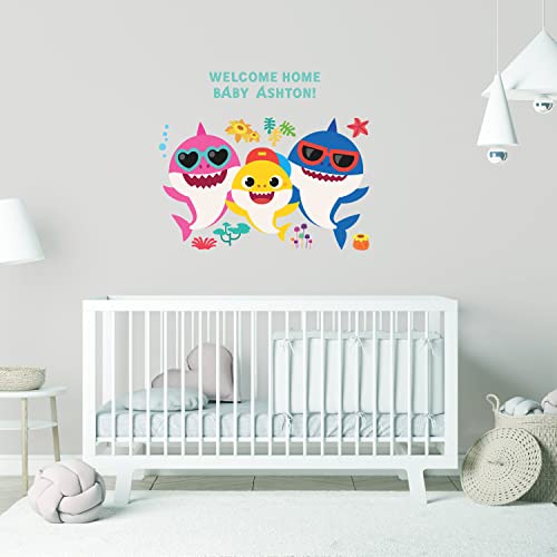 Image of RoomMates Baby Shark Peel and Stick Giant Wall Decals with Alphabet, Removable Repositionable Personalized Wall Stickers for Kids