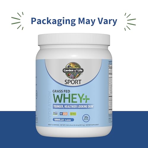 Image of Garden of Life Sport, Grass Fed Whey+, Vanilla, 1 lb 0.14 oz (457.5 g)