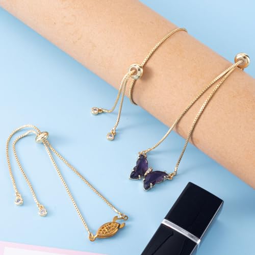 Joez Wonderful 3pcs Adjustable Slider Bracelet for Jewelry Making, 18K Gold Plated Charm Bracelet Extender Chains with Rhinestones Ends for Women DIY Bracelet Jewelry Craft Supplies - Thumbnail 7