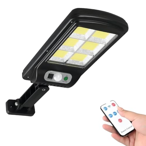 Luminária Solar Refletor Poste com Controle Remoto Super Potente Led Sensor de Presença 3 Modos de Iluminação – IP65 Ultra Potente Prova D'agua 8 Janelas