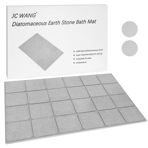Jc Wang Diatomaceous Earth Stone Bath Mat, Quick Drying Anti Slip Diatomite Bathtub Rug For Bathroom 24.1" X 15.8" (Gray) #TOP2