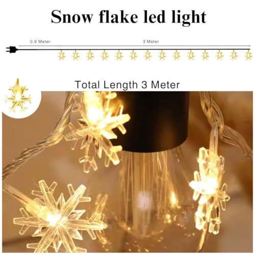 Image of MoonlitDreams Snowflake String Fairy Lights - 14 LED, 3 Meter, Warm White, Waterproof Plug-in Extendable Decorative Lights for Christmas, Wedding, (Pack of 1)