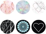 Paquet de 6 / Support de poignée de montage téléphonique élargi pour téléphone cellulaire - Rose Or Rose Noir Marble Mandala Heart (CVBU05)
