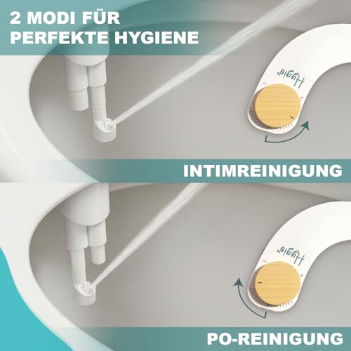 HYGIO® | Japanische Toilette mit Integrierter Düse | Komplettset Umweltfreundlicher Nicht-elektrischer WC Adapter für Intimhygiene | Tragbares Bidet | OriginalCorner®