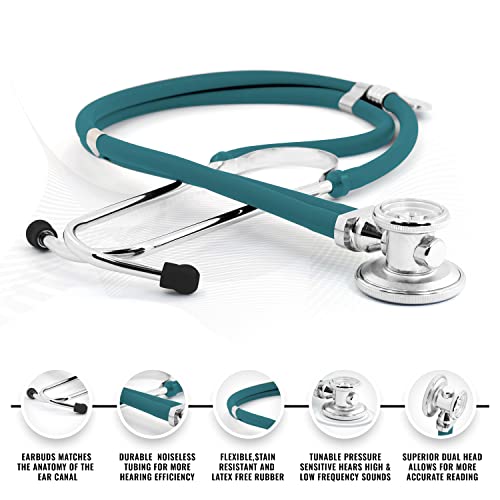 Asa Techmed Nurse Starter Kit - Stethoscope, Blood Pressure Monitor, Tuning Forks, And More - 18 Pieces Total (Teal) #TOP2