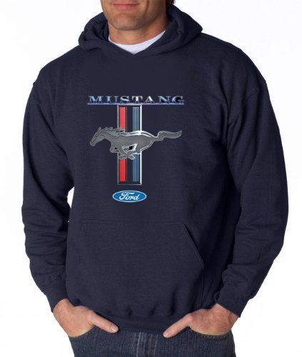 Lucky Ride - Lucky Ride Mustang Logo Symbol Mens Sweatshirt Hooded Pullover Hoody Navy Blue,Large