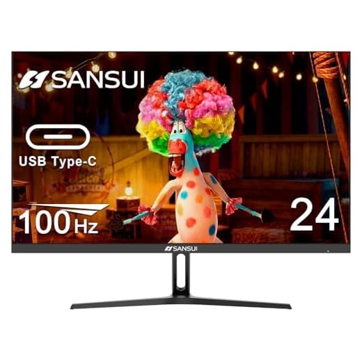 SANSUI Monitor 24 inch 100Hz USB Type-C Computer Monitor Built-in Speakers丨FHD 1080P丨HDMI丨DisplayPort 丨HDR丨 VESA Compatible for Game and Office