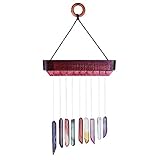 Nupuyai Wind Chimes - Unique Agate Slices Geode Stone Wind Chimes Indoor Outdoor, Healing Stone Windchime Hanging Ornament for Home Garden, 11.8-13.8'', Rainbow Agate