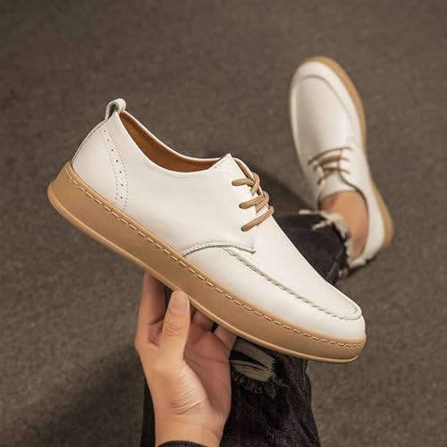 Men's Fashion Platform Hollow Out Casual Oxfords with Brogue Lightweight Lace-Up Soft Sole Leather Walking Shoes Sneakers Comfortable Business Dress Shoes 5