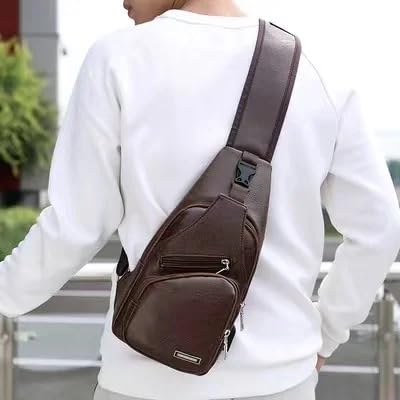 Unisex PU Leather Sling Bags Crossbody Bag for Men and Women, Durable with Multiple Compartments, Perfect for Hiking2