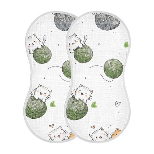 Bolaz Baby Burp Cloths 4 Pack,Cute Cats Hanging_on_balls2,Feeding Cloths Face Towel Super Absorbent Soft Cotton Burping Rags Feeding Bibs2
