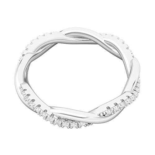 Sterling Silver Petite Twist Full Eternity Ring Simulated Diamond or Moissanite Interwind Wedding Band Matching Ring3