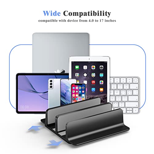 Vertical-Laptop-Stand-Holder-Adjustable-2-Slot-Aluminum-MacBook-Desktop-HoldeUp-to-173-inch-Space-Saving-for-All-MacBookChromebookSurfaceDelliPad-and-Gaming-Laptops-Black