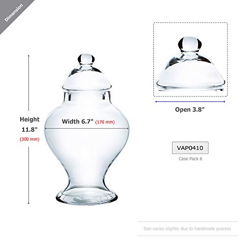 Wgv Apothecary Jar, Width 6.7", Height 12", Clear Urn Round Glass Storage Container Fruit Food Cake Candy Liquid Jar With Lid For Wedding Party Ceremony Banquet Event Office Home Decor 1 Piece #TOP1