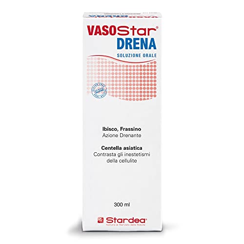 Vasostar Drena | Integratore Alimentare Drenante Da Bere | Drena i Liquidi in Eccesso | Ritenzione Idrica | Contro la Pesantezza e Gonfiore delle Gambe | Buccia d'arancia | 300 ml | Stardea