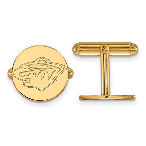 LogoArt 14k Yellow Gold NHL Minnesota Wild Cuff Links