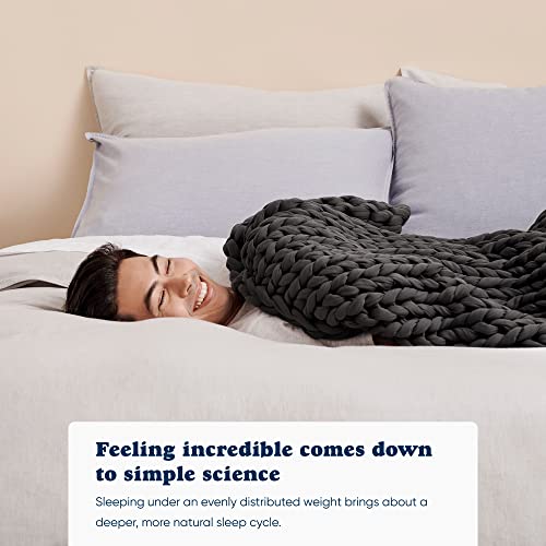 Bearaby Napper Organic Hand-Knit Weighted Blanket For Adults - Chunky Knit Blanket - Sustainable, Breathable - Machine Washable For Easy Maintenance (Asteriod Grey, 15 Lbs) #TOP2