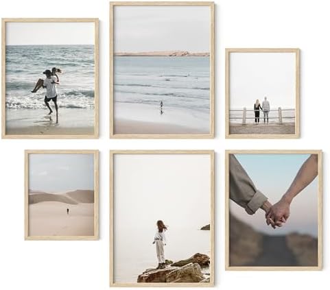 HAUS AND HUES Natural Wood Picture Frames - Set of 6 Frame Sets f...