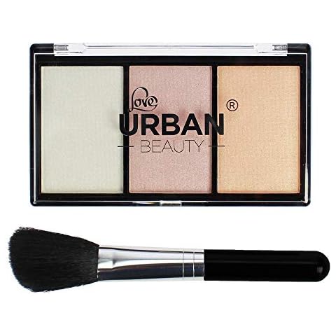 Love Urban Beauty Cheeky Looks Highlighter - 3 Colour Highlighter Palette for Women - Make Up Bronzer Powder Palette with Brush - No Parabens, Not Animal Tested - Ideal for Contouring and Highlighting Cover
