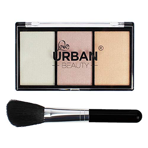 Love Urban Beauty Highlighter für Freche Looks – 3-Farben-Highlighter-Palette für Frauen –Make-up-Bronzer-Puderpalette mit Pinsel – Ideal zum Konturieren und Hervorheben