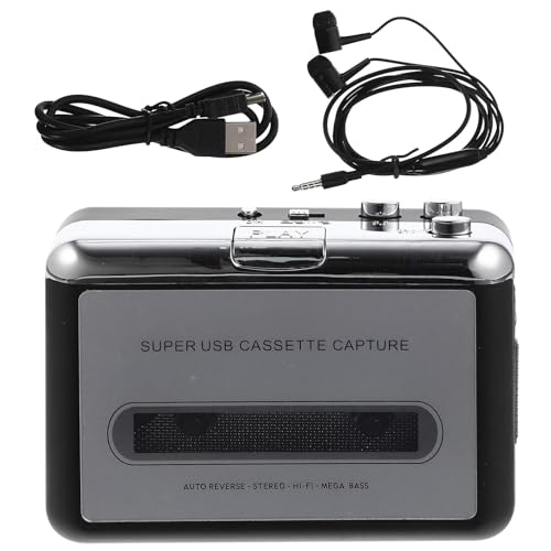 Garneck Convertidor de Cinta de Casete a Mp3 USB Portátil Reproductor de Cinta de Alta Fidelidad sin Batería Compatible PC y Software de Conversión Adecuado para Digitalizar Casetes