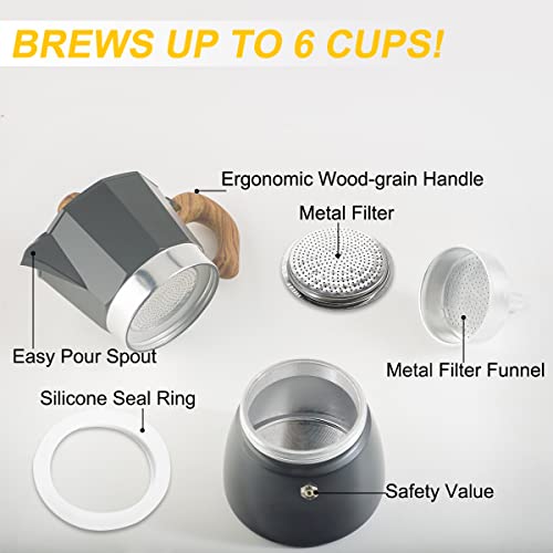 Upspirit Moka Pot,Stovetop Espresso Maker Italian Coffee Maker,Camping Coffee Pot Portable Cafetera, 6 Cups (Black) #TOP2
