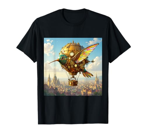Fantasy Steampunk Uccello Cielo Maglietta