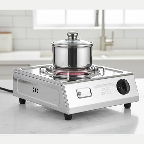 Image of Techking 𝟏𝟖 𝐘𝐄𝐀𝐑𝐒 𝐖𝐀𝐑𝐑𝐀𝐍𝐓𝐘 Jumbo Electric Coil Stove 2000W | Stainless Steel Hot Plate with Fast Heating & Temperature Control | Single Burner for Kitchen, Dorm & Outdoor Use
