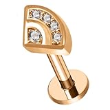 AZARIO LONDON Orecchino a forma di indicatore di carburante con zirconia cubica, calibro 16, in acciaio chirurgico, per labbro, cartilagine, trago, helix, conchiglia, in acciaio chirurgico, 16 Gauge -