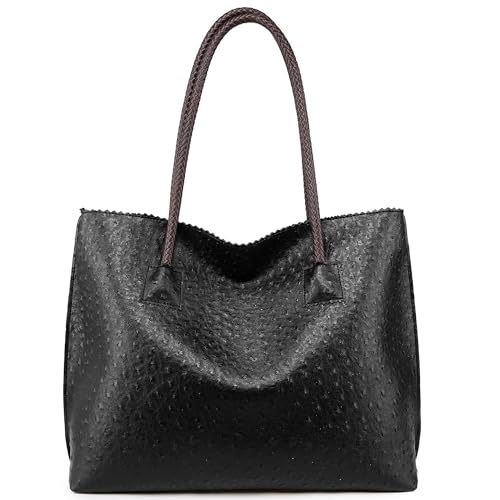 Bolso Tote para Mujer de Cuero Vegano Negro miniatura 1